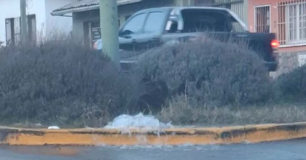 Pérdida de agua en un hidrante trabado en la rotonda de Pasaje y Diagonal Gutiérrez.