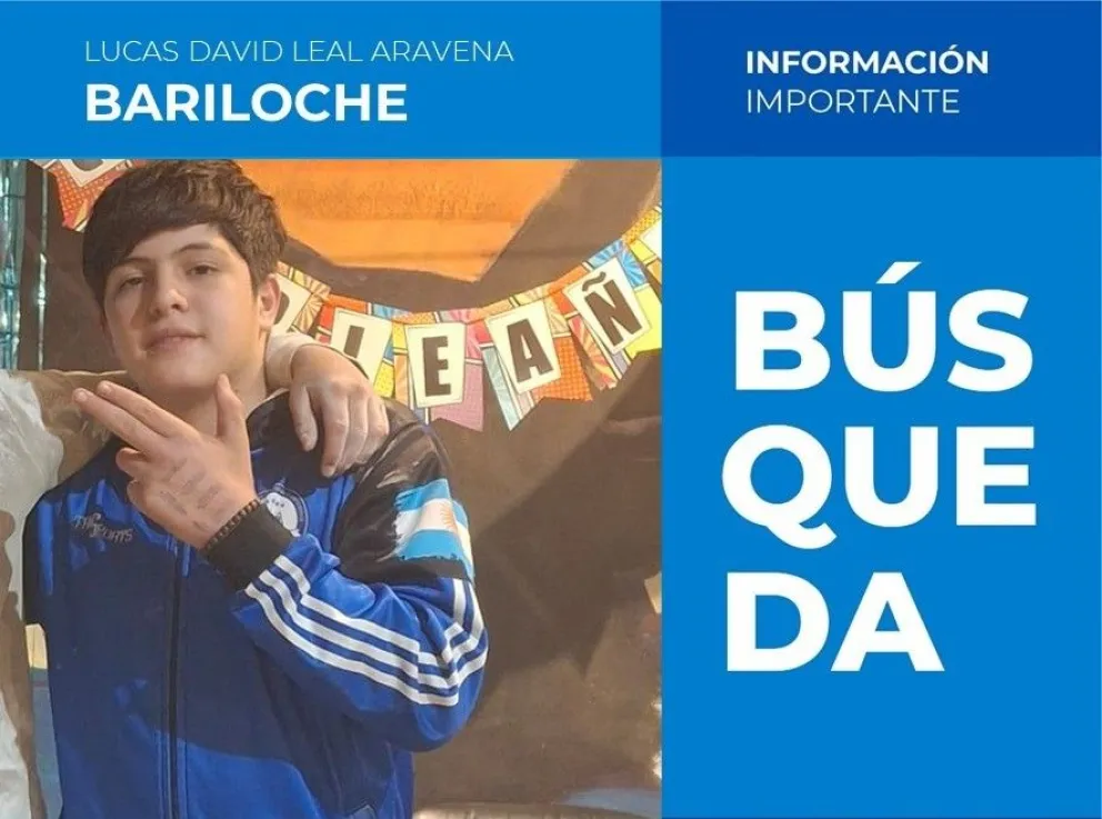 Intensa búsqueda de un adolescente de Bariloche. 